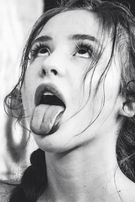 Odile, tongue out, offering